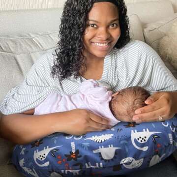 Boppy Nursing Pillow Original Support, Blue Dinosaurs, Ergonomic Nursing Essentials for Bottle and B...