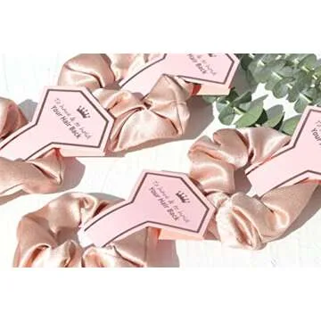 8 PACK Hair Tie Favors - Bridesmaid Proposal Scrunchies, Bachelorette Party & Bridal Wedding Favors (White & Champagne, To Hold Your Hair)