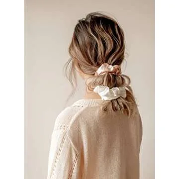 8 PACK Hair Tie Favors - Bridesmaid Proposal Scrunchies, Bachelorette Party & Bridal Wedding Favors (White & Champagne, To Hold Your Hair)