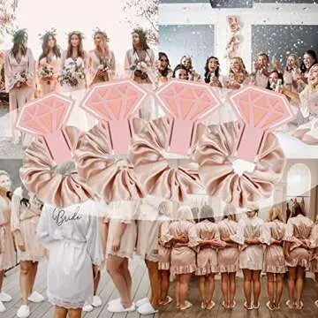 8 PACK Hair Tie Favors - Bridesmaid Proposal Scrunchies, Bachelorette Party & Bridal Wedding Favors (White & Champagne, To Hold Your Hair)