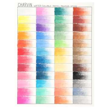 Charvin Artist Colored Chalk Pastels (Set of 48) - Water Soluble, Assorted Pastel Color Sticks for Wet, & Dry Painting
