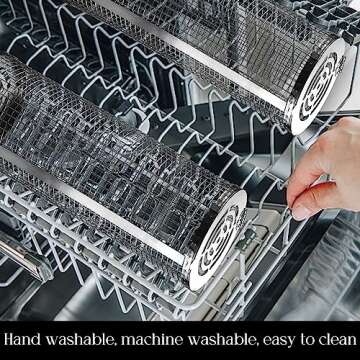 Rolling Grilling Baskets for Outdoor Grill Bbq Net Tube Stainless Steel Large Round Mesh Rotation Barbecue Cylinder Cage Cooking Accessories for Veggies Vegetable Fish Meat Food Camping, Gift for Men