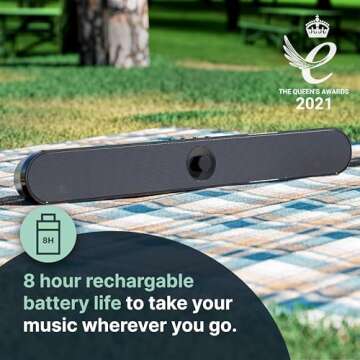 Majority Atlas Portable Bluetooth PC Soundbar | 20 Watts Powerful Stereo Sound | Portable Speaker with 8 Hours Playback | One Touch Control, USB, SD Card & AUX Playback Sound Bar for TV