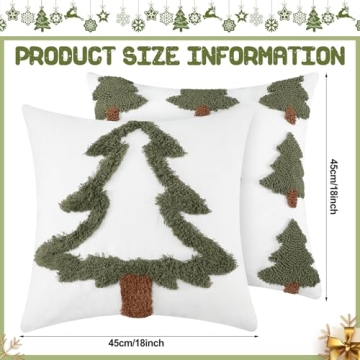 FuWeave Plush Christmas Tree Pillow Covers for Holiday Decor
