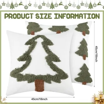 FuWeave Plush Christmas Tree Pillow Covers for Holiday Decor