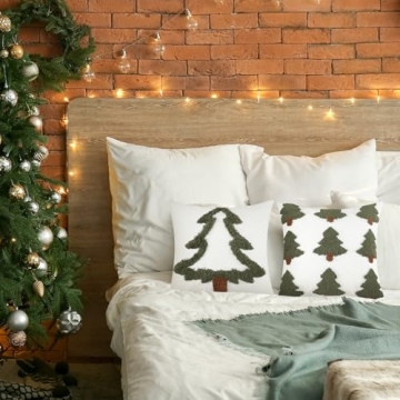FuWeave Plush Christmas Tree Pillow Covers for Holiday Decor