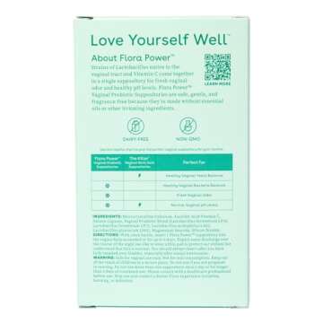 Love Wellness Flora Power | Vaginal Probiotic Suppositories with Vitamin C for Vaginal Health | Vaginal Suppository for Healthy pH Balance & Vaginal Care | Fragrance-Free | 10 Count