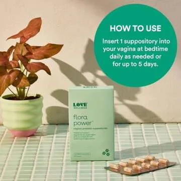 Love Wellness Flora Power | Vaginal Probiotic Suppositories with Vitamin C for Vaginal Health | Vaginal Suppository for Healthy pH Balance & Vaginal Care | Fragrance-Free | 10 Count