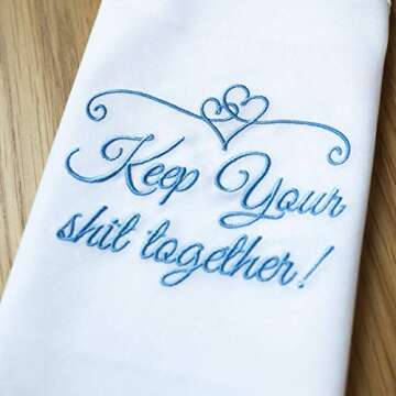 SAY HO UM Fun Wedding Handkerchiefs | Set of 6 | Keep Your Sht Together Blue