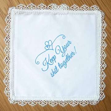 SAY HO UM Fun Wedding Handkerchiefs | Set of 6 | Keep Your Sht Together Blue