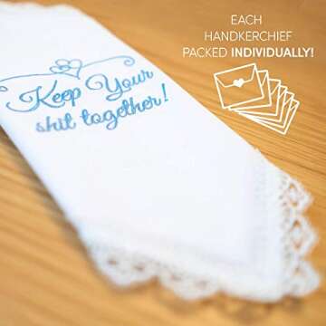 SAY HO UM Fun Wedding Handkerchiefs | Set of 6 | Keep Your Sht Together Blue