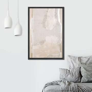 SIGNWIN Framed Canvas Print Wall Art Pastel Grunge Watercolor Gray Landscape Abstract Shapes Illustrations Modern Art Decorative Minimalism Calm/Zen for Living Room, Bedroom, Office - 24"x36" Black