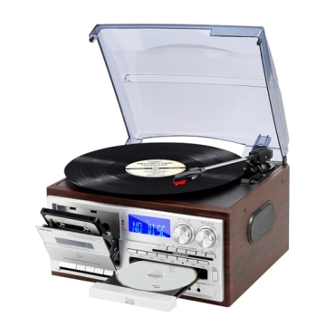 MUSITREND 9-in-1 Bluetooth Turntable for Vinyl and CDs