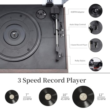 MUSITREND 9-in-1 Bluetooth Turntable for Vinyl and CDs