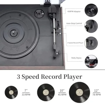 MUSITREND 9-in-1 Bluetooth Turntable for Vinyl and CDs