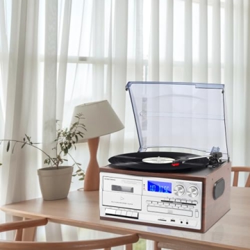 MUSITREND 9-in-1 Bluetooth Turntable for Vinyl and CDs