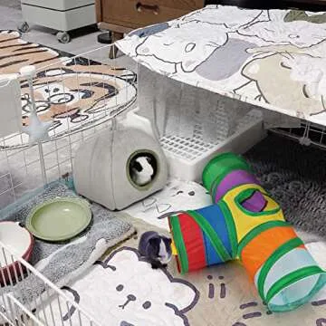 Rypet Guinea Pig Tunnel 3 Way Collapsible Small Pet Tunnels and Tubes with Interactive Ball for Baby Rabbit Ferret Hamster Chinchilla Hedgehog Hiding and Resting