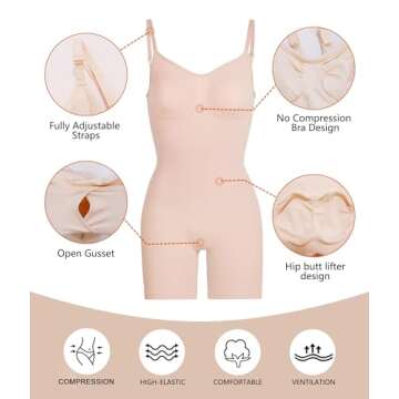 SHAPERX Tummy Control Bodysuit for Women