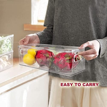 Stackable Fridge Organizer Bins with Pull-out Drawer - Clear Plastic