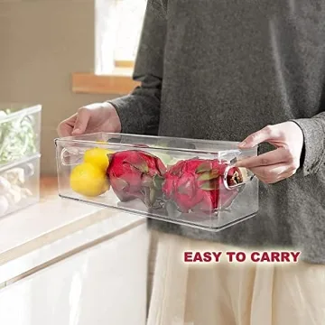 Stackable Fridge Organizer Bins with Pull-out Drawer - Clear Plastic