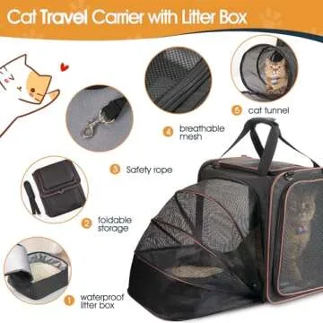 Cat Travel Carrier with Litter Box for Cats 20 lbs
