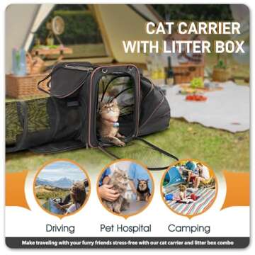 Cat Travel Carrier with Litter Box for Cats 20 lbs