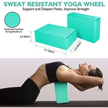 RENRANRING Yoga Wheel for Back Pain - 12 in 1 Yoga Wheel Set, Yoga Kit with Yoga Blocks 2 Pack and Strap, 3 Loop Bands, 3 Resistance Bands,Perfect Yoga Equipment for Relieves Strain to Muscles (Blue)