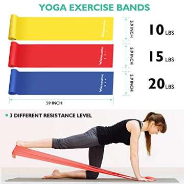 RENRANRING Yoga Wheel for Back Pain - 12 in 1 Yoga Wheel Set, Yoga Kit with Yoga Blocks 2 Pack and Strap, 3 Loop Bands, 3 Resistance Bands,Perfect Yoga Equipment for Relieves Strain to Muscles (Blue)