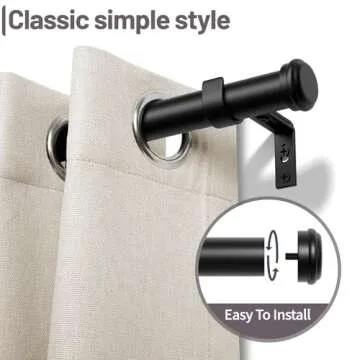 Zeerobee Curtain Rods for Windows 66 to 120, 1 Inch Black Heavy Duty Adjustable Drapery Rods, Modern Indoor/Outdoor Curtain Pole for Bedroom, Living Room, Patio, Farmhouse, 32"-120"