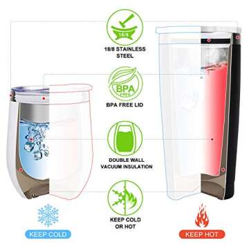 Wedding Anniversary for Couple Friend Lovers Cups Stainless Steel Wine Tumbler Travel Mug with Straw...