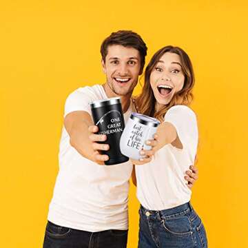 Wedding Anniversary for Couple Friend Lovers Cups Stainless Steel Wine Tumbler Travel Mug with Straw and Lid,2 Pack