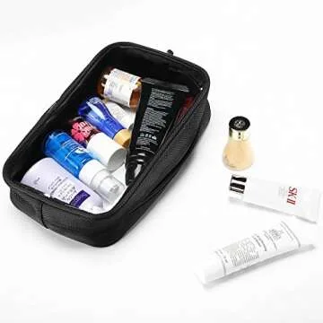 ProCase TSA Approved Travel Toiletry Bag Pouch, Matte Clear Travel Organizer Airport Carry-On Checkpoint Airline Compliant Storage Bag for Toiletries Liquids Creams and Cosmetics -Black
