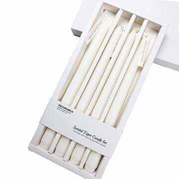Taper Candles 10'' White Non Toxic Candle Sticks Set of 4 | White Tea Scented Natural Soy Wax Candle...