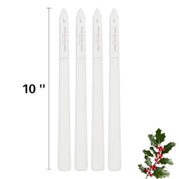 Taper Candles 10'' White Non Toxic Candle Sticks Set of 4 | White Tea Scented Natural Soy Wax Candlesticks for Home Decorations, Tapered Candles for Mantles,Wedding, House Warming Gifts