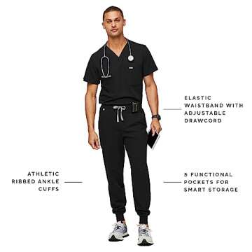 FIGS Tansen Jogger Scrub Pants for Men - Black, S