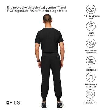 FIGS Tansen Jogger Scrub Pants for Men - Black, S