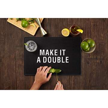 Bar Mat for Home Bar Decorations - Man Cave Basement Presents Decor Idea Dad Son Husband Father’s Day - Housewarming - College - New Home - Rubber Bar Service Spill Mat (12 x 18 inches)