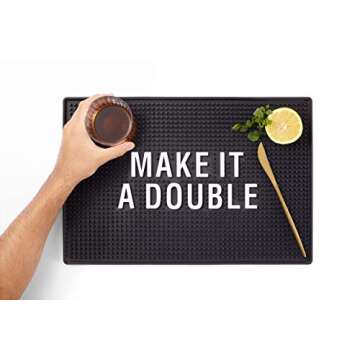 Bar Mat for Home Bar Decorations - Man Cave Basement Presents Decor Idea Dad Son Husband Father’s Day - Housewarming - College - New Home - Rubber Bar Service Spill Mat (12 x 18 inches)