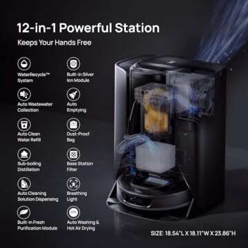 3i S10 Ultra Robot Vacuum and Mop with WaterRecycle System, 13000Pa Suction, Self-Cleaning Extendabl...