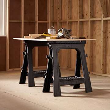 STANLEY Folding Work Bench Saw Horse Twin Pack - Lightweight and Durable