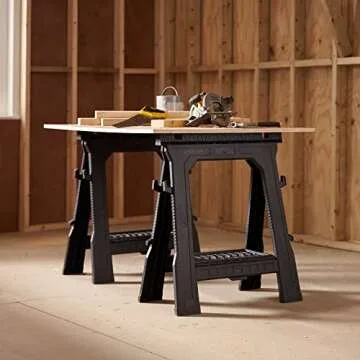 STANLEY Folding Work Bench Saw Horse Twin Pack - Lightweight and Durable