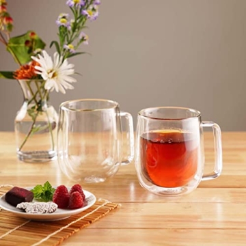 Brod Taylor Insulated Glass Coffee Tea Mugs Set of 2