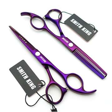 5.5 Inches Hair Scissors with Thinning Comb Hair Cutting Shears Thinning Shears Set for Professional and Personal (Violet)