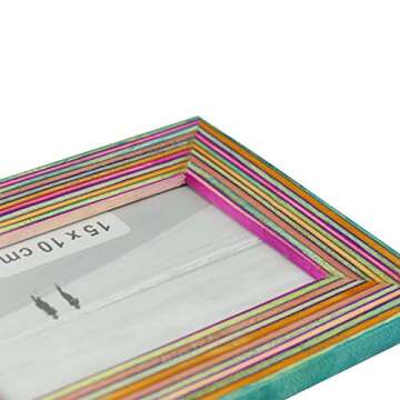 NIKKY HOME Wooden Photo Picture Frame 4x6 Boho Style Mango Wood for Tabletop Display, Colorful