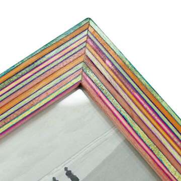 NIKKY HOME Wooden Photo Picture Frame 4x6 Boho Style Mango Wood for Tabletop Display, Colorful