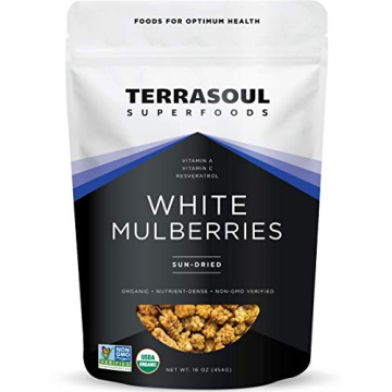 Terrasoul Superfoods Organic Sun-dried White Mulberries - Sweet Superfood Snacking and Smoothie Boos...