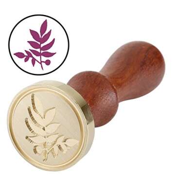 Vintage Leaf Wax Seal Stamp, Mornajina Sealing Stamp with Wooden Handle & Brass Head for Wedding Invitations Seals (Vintage Leaf)