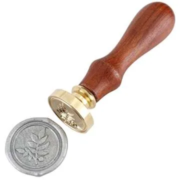 Vintage Leaf Wax Seal Stamp, Mornajina Sealing Stamp with Wooden Handle & Brass Head for Wedding Invitations Seals (Vintage Leaf)