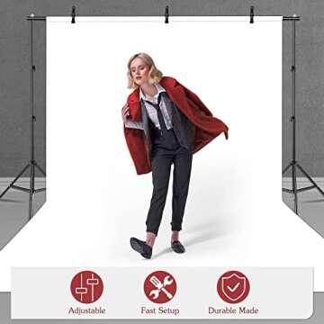 Kshioe Backdrop Support Stand 6.4x10FT Photo Backdrop Stand Adjustable Photography Studio Background...