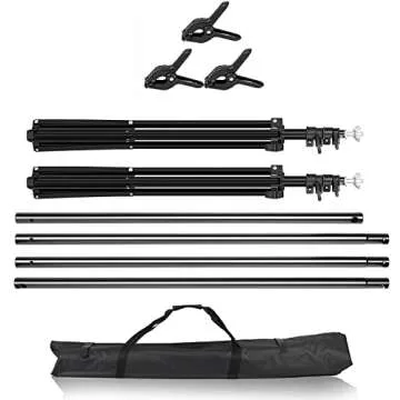 Kshioe Backdrop Support Stand 6.4x10FT Photo Backdrop Stand Adjustable Photography Studio Background Support System Kit with Carrying Bag and 3 Clamps for Photo Video Shooting, Wedding, Party